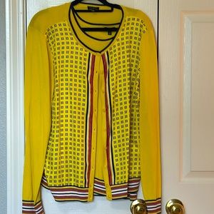 Whimsical yellow Talbots sweater set.  Dress up or down!